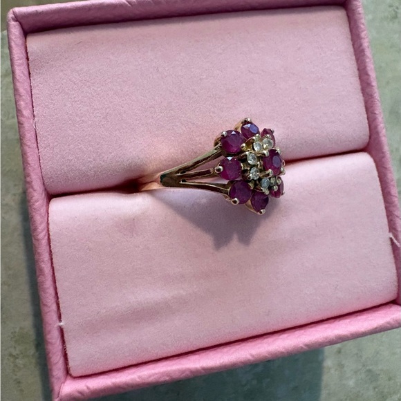 Ruby and Diamond Floral Ring - Picture 3 of 4